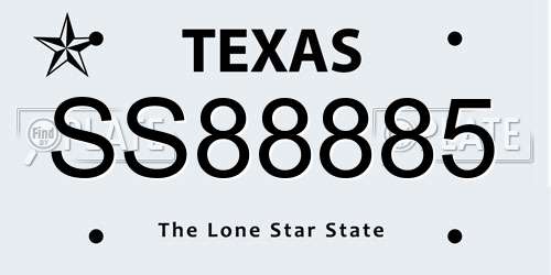 SS88885 Texas License Plate