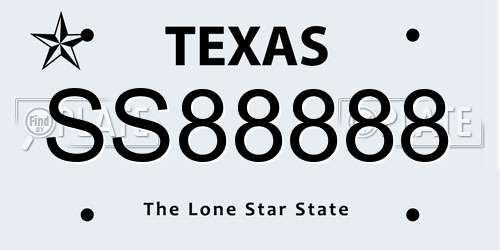 SS88888 Texas License Plate