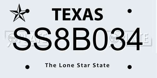 SS8B034 Texas License Plate