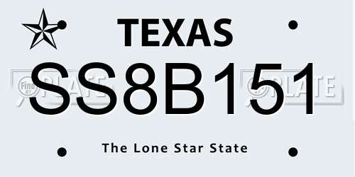 SS8B151 Texas License Plate