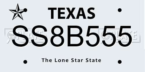 SS8B555 Texas License Plate
