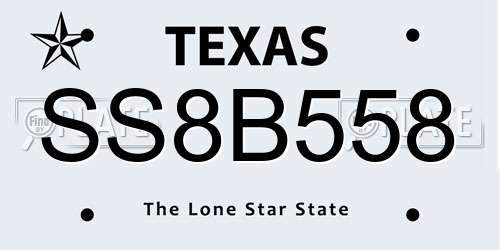 SS8B558 Texas License Plate
