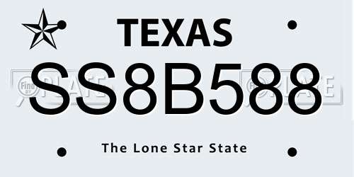 SS8B588 Texas License Plate