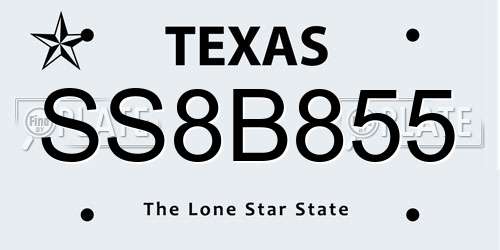 SS8B855 Texas License Plate