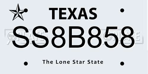SS8B858 Texas License Plate