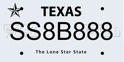 SS8B888 Texas License Plate
