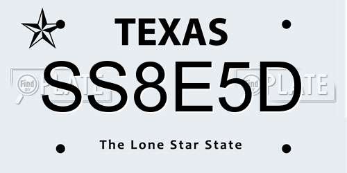 SS8E5D Texas License Plate
