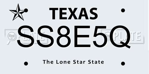 SS8E5Q Texas License Plate