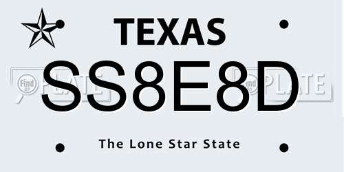 SS8E8D Texas License Plate