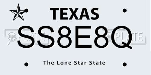 SS8E8Q Texas License Plate