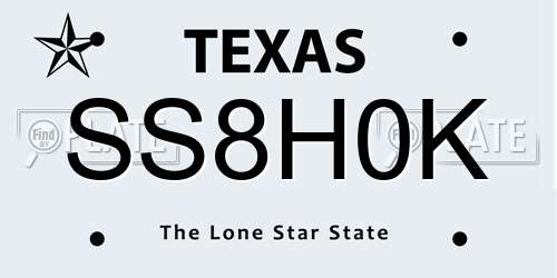 SS8H0K Texas License Plate