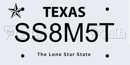 SS8M5T Texas License Plate