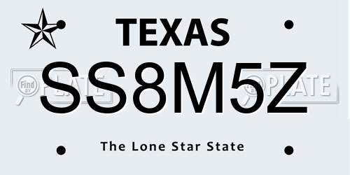 SS8M5Z Texas License Plate