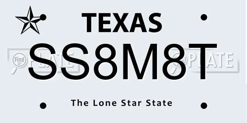 SS8M8T Texas License Plate