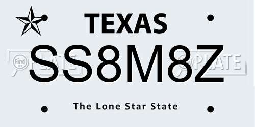 SS8M8Z Texas License Plate