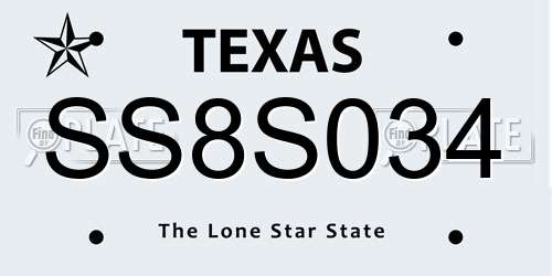 SS8S034 Texas License Plate