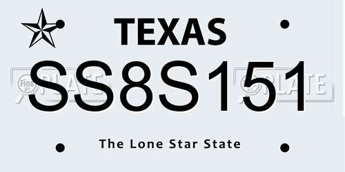 SS8S151 Texas License Plate