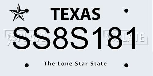 SS8S181 Texas License Plate