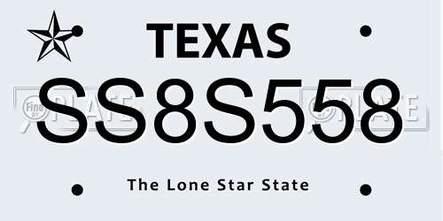 SS8S558 Texas License Plate
