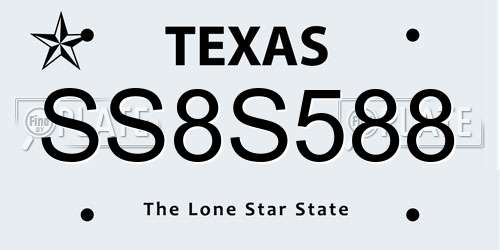 SS8S588 Texas License Plate