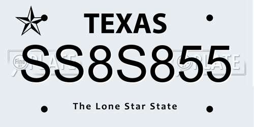 SS8S855 Texas License Plate