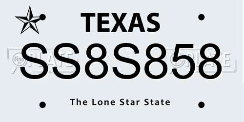 SS8S858 Texas License Plate