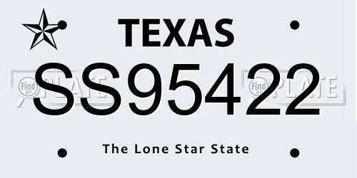 SS95422 Texas License Plate