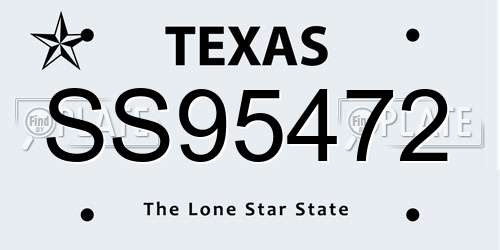 SS95472 Texas License Plate
