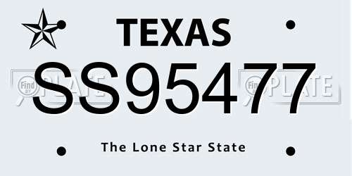 SS95477 Texas License Plate