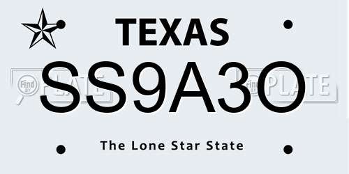 SS9A3O Texas License Plate