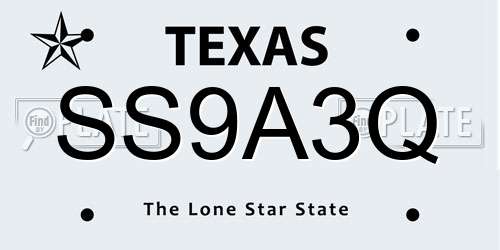 SS9A3Q Texas License Plate