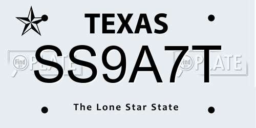 SS9A7T Texas License Plate