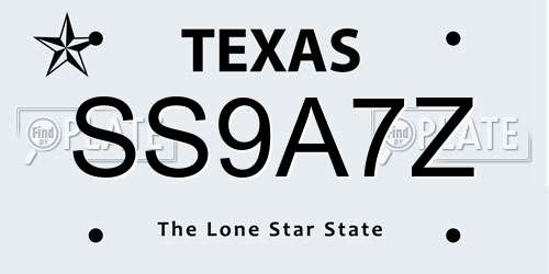 SS9A7Z Texas License Plate