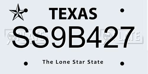 SS9B427 Texas License Plate