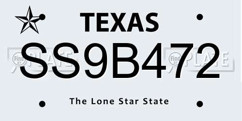 SS9B472 Texas License Plate