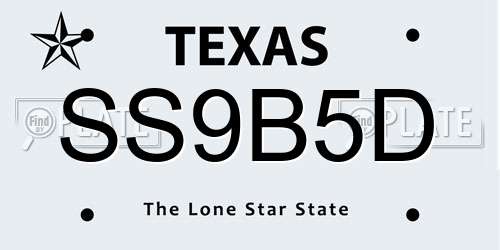 SS9B5D Texas License Plate