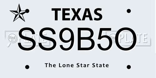 SS9B5O Texas License Plate