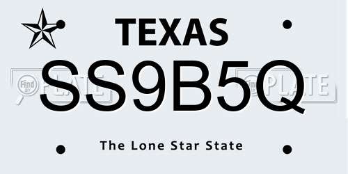 SS9B5Q Texas License Plate