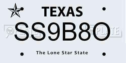 SS9B8O Texas License Plate