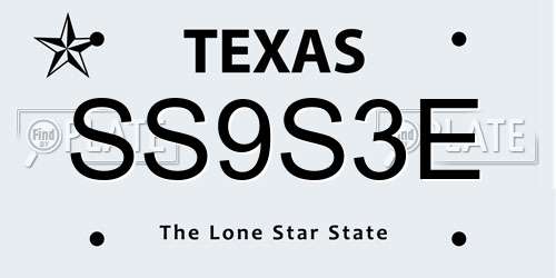 SS9S3E Texas License Plate