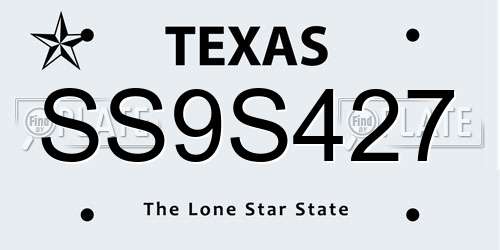 SS9S427 Texas License Plate