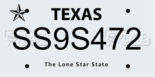 SS9S472 Texas License Plate