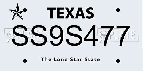 SS9S477 Texas License Plate