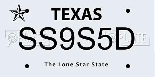 SS9S5D Texas License Plate