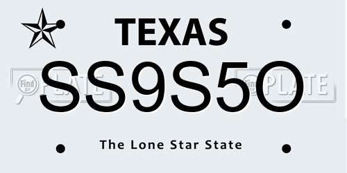 SS9S5O Texas License Plate