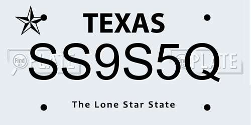 SS9S5Q Texas License Plate