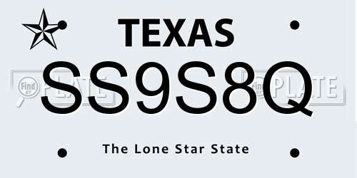 SS9S8Q Texas License Plate