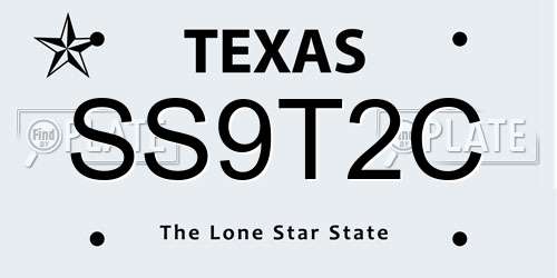 SS9T2C Texas License Plate