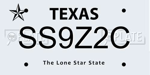 SS9Z2C Texas License Plate