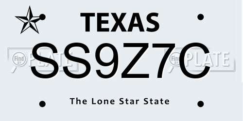 SS9Z7C Texas License Plate